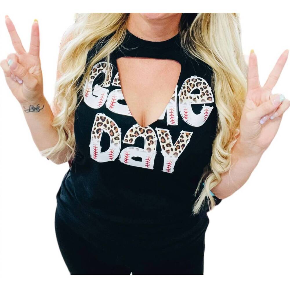 NEW COLORBEAR game day baseball tank top in black